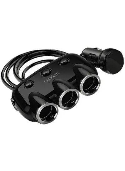 2 USB In-Car Socket 3.1A Adaptive Fast Charger with Cigarette Lighter Socket - Black