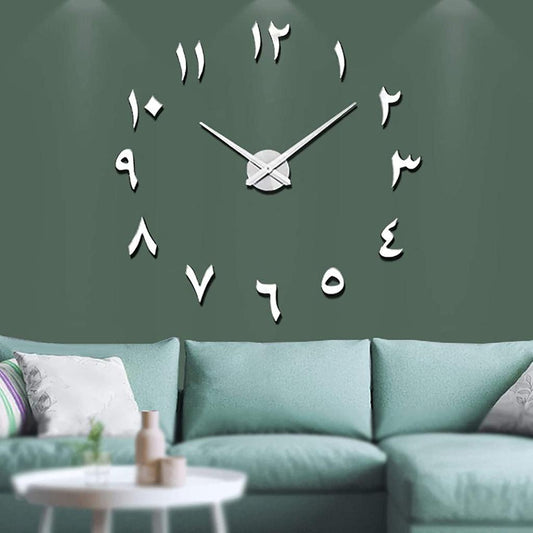 Large DIY Wall Clock Modern 3D Wall Clock With Arabic Number