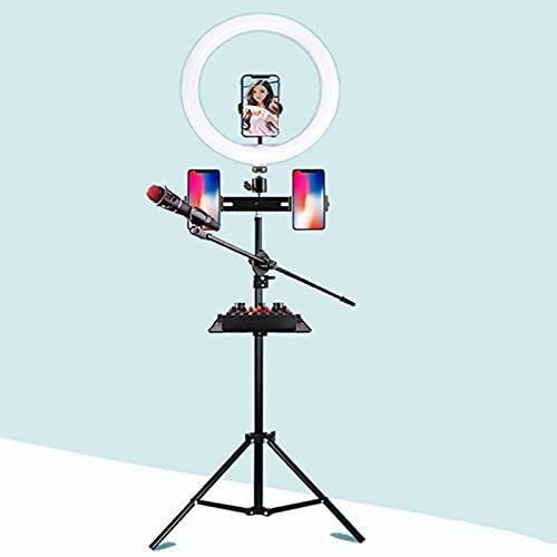 4-In-1 26cm Selfie Ring Light with 3 Phone and Microphone Holder